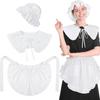 3 Pcs Colonial Apron Pilgrim Costume Set Colonial Costume Set White Mobs Caps Half Apron for Girl Maid Costume Cosplay