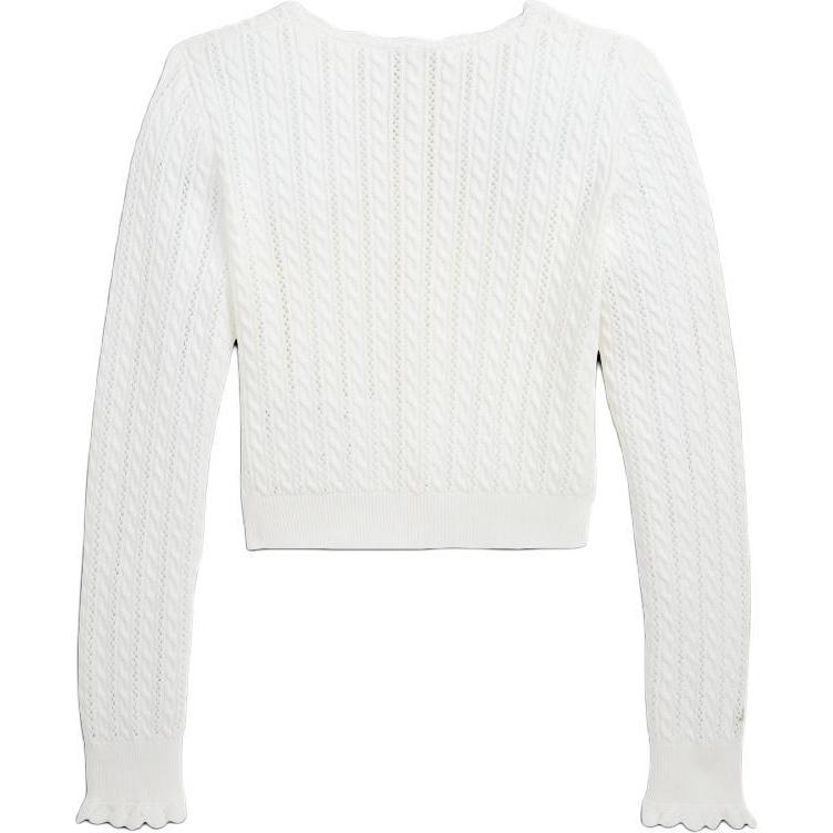 Polo Ralph Lauren SS24 Solid Color Cotton Crew Neck Casual Long Sleeve Knit Sweater Kids sweater Washed-White CWPOSWEG6820435-100