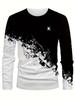 Fashionable and casual 3D digital printed men's street style round neck long sleeved T-shirt