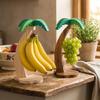 Simulated Palm Leaf Wooden Banana Hanger Keep Bananas Fresh Prevents Bruising Grape Hanging Holder Animal Shaped Sturdy Hook