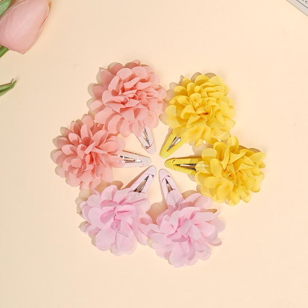 6Pcs Cute Chiffon Flower Slip Bangs Hair Clip, Princess Hair Accessory, Suitable for Girls Daily Use, Ideal Choice As a Gift