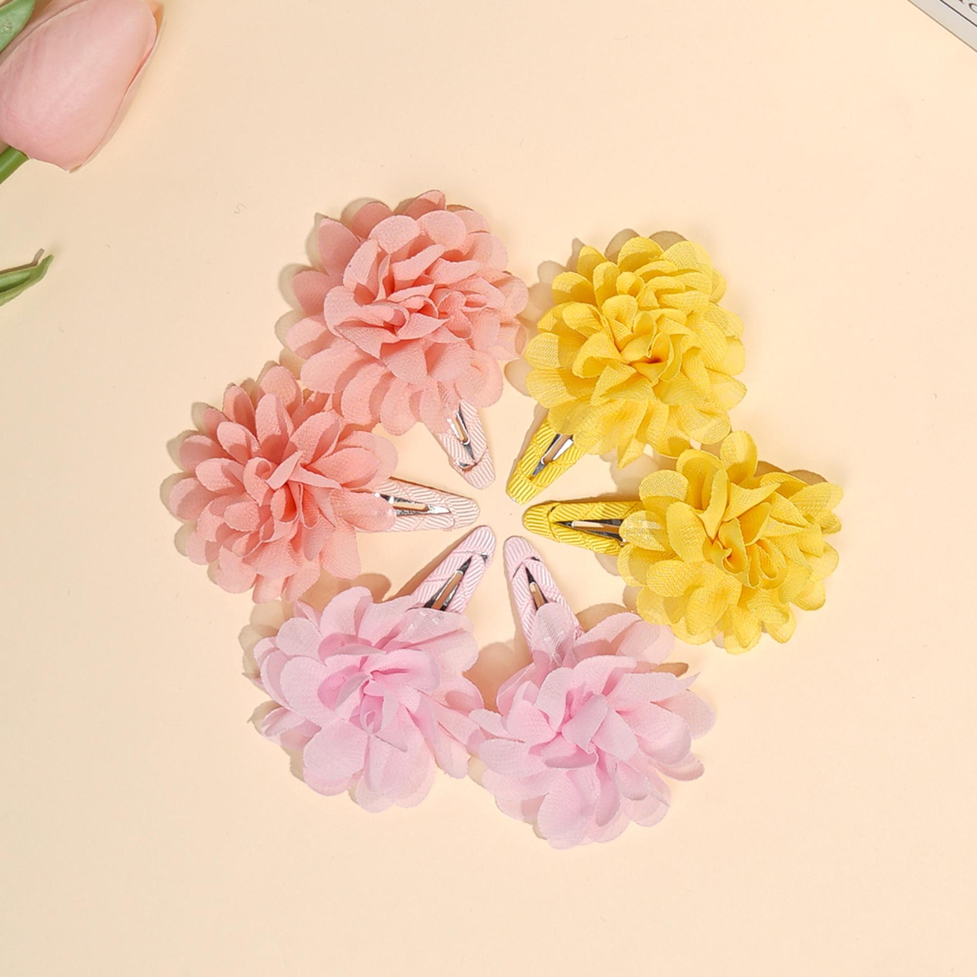 

6Pcs Cute chiffon flower slip bangs hair clip, princess hair accessory, suitable for girls daily use, ideal choice as a gift