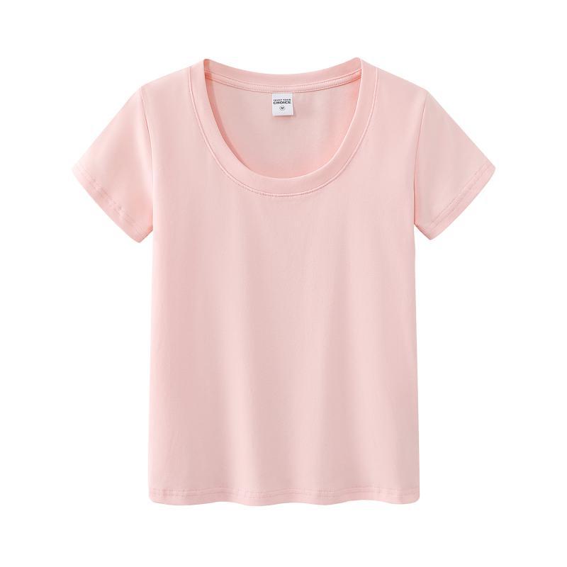 Women's Slim Fit Pure Cotton White Short-Sleeve T-Shirt - Round Neck, Versatile Basic Summer Top