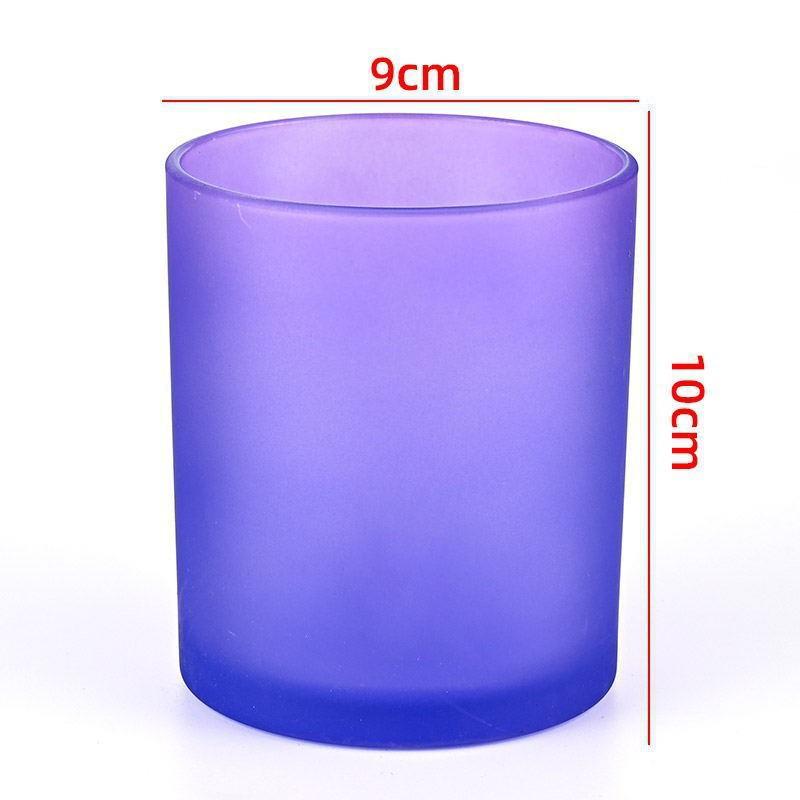 Colored Frosted Glass Candle Jar with Optional Lid - Creative Wide Mouth Design