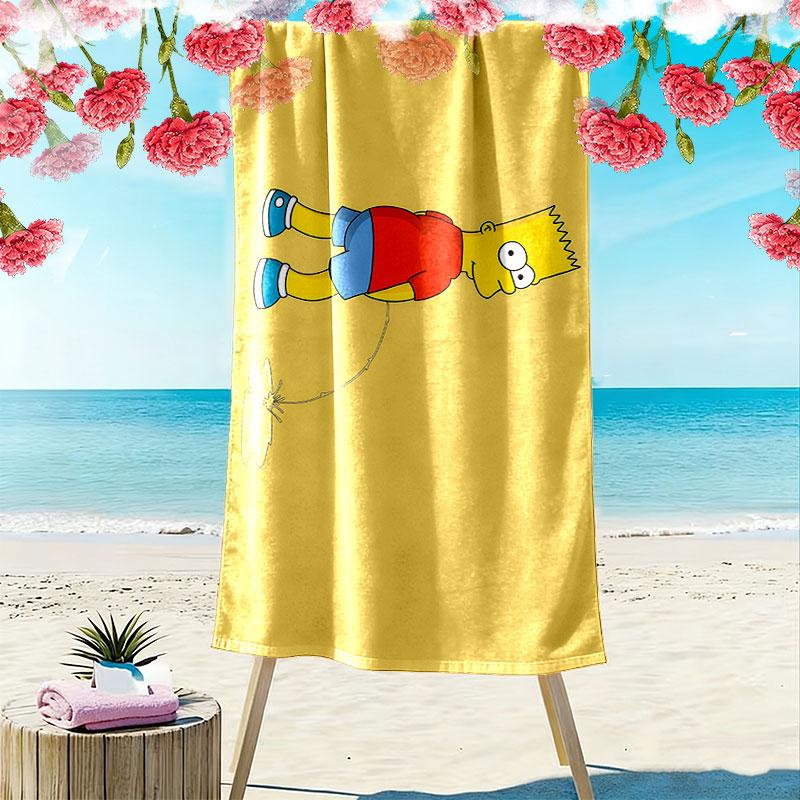 Bart Simpson The Simpsons Print Beach Towel, Large Soft Quick Dry Towel for Beach Camping Swimming