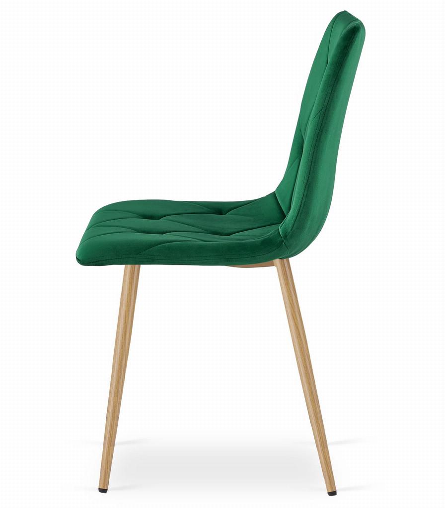 LIBRA Chair - Dark Green Velvet / Wood-colored Legs X 1