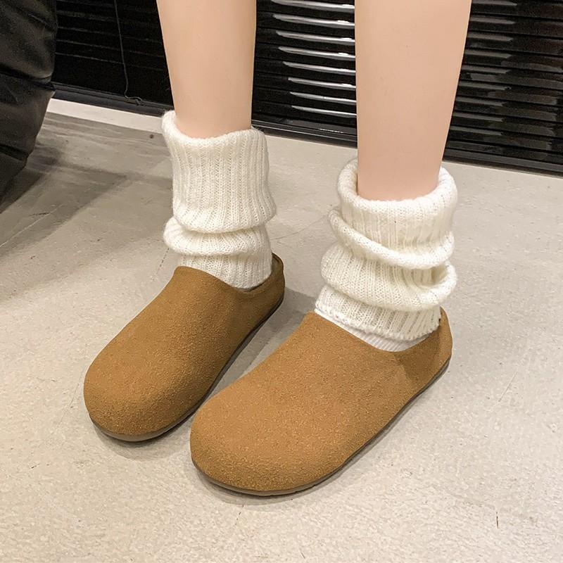 Women Corduroy Cross Strap Home Slippers Men Soft Warm Flat Slides Family Indoor Concise Plush Sandals for Four Seasons