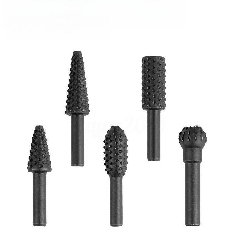 

5 шт. деревообрабатывающий электрический вращающийся напильник, инструмент для резьбы по дереву, резьбы по корням, фрезерная фреза, шлифовальная головка, набор сверл