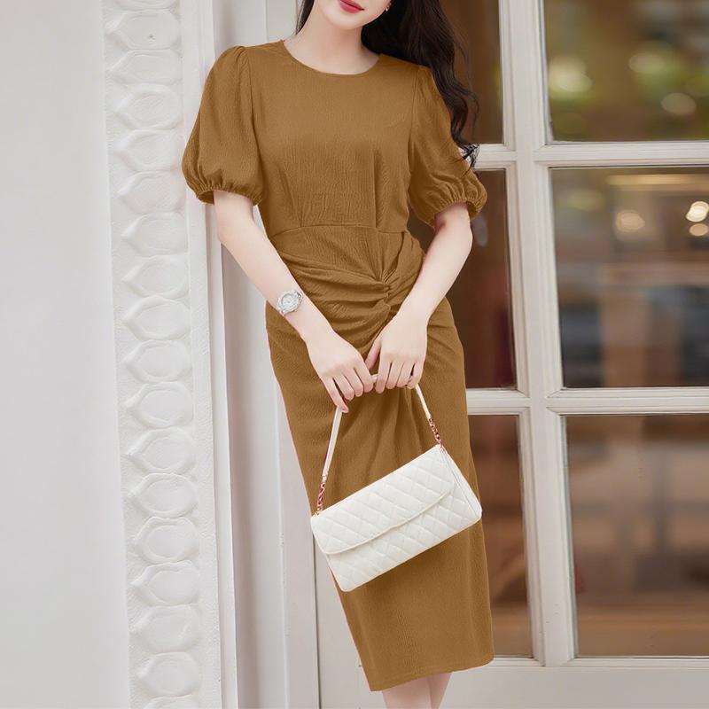 ZANZEA Damen Casual Rundhals Sommer Kurzarm Etuikleid