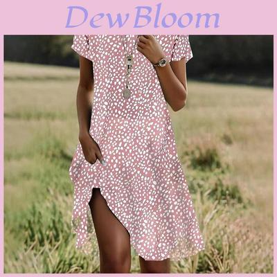 Ethnic Style Mid Length Dress With Polyester Fabric And Floral Print For Summer Wear