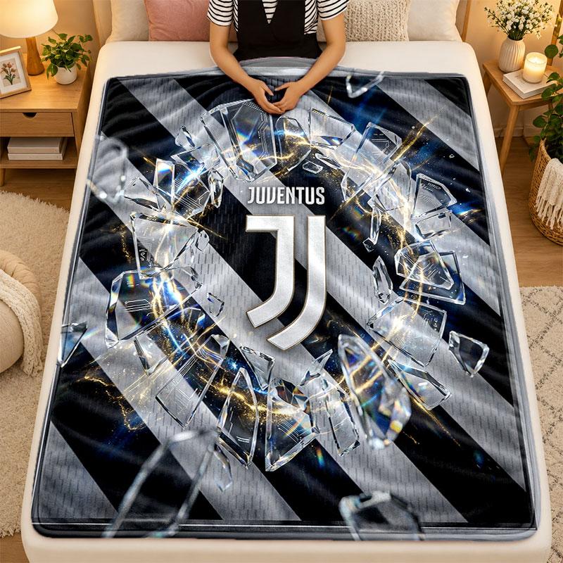 Flannel BlanketJuventus FC Warm Soft Throw Blanket for Indoor Sofa Bed Living Room Use