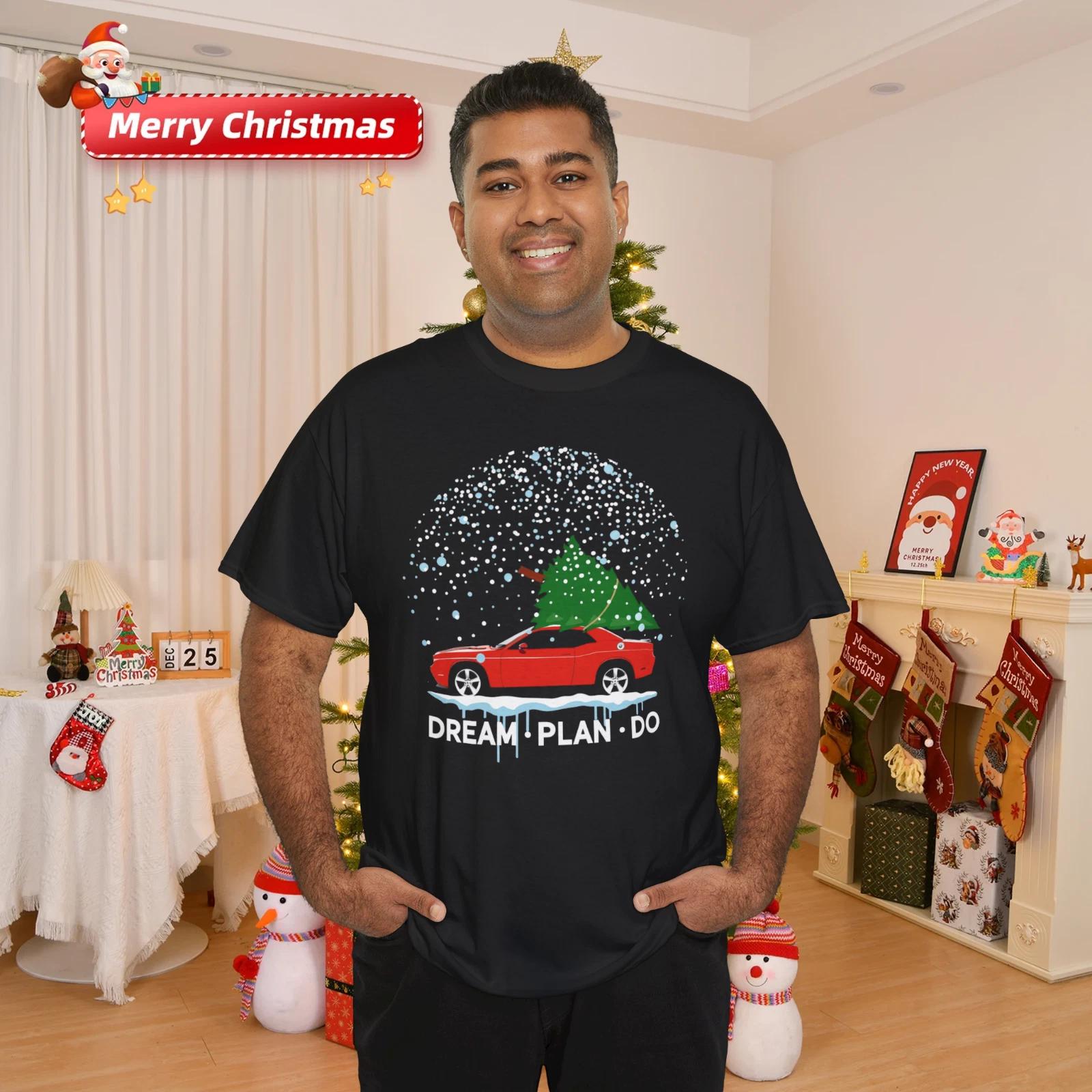 

Red Muscle Car Christmas Tree Snow Scene Holiday Graphic T-Shirt XL