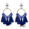 Women's Earring Exaggerated Flowers with Diamonds Tassel Acrylic Earrings Bohemian Temperament Female Earrings