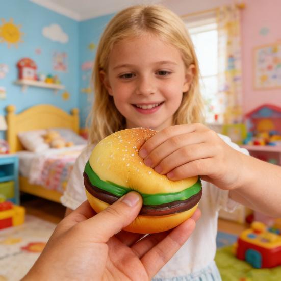 Realistic Fast Food Squeeze Toy Soft TPR Stress Relief Balls Cola Burger Fries Hot Dog Shapes Portable Fidget for Kids Adults Fun Anxiety Relief Gift