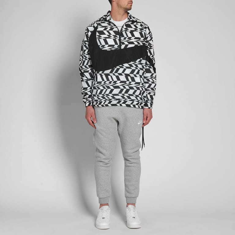 Nike Big Logo Stand Collar Pullover Woven Jacket Unisex Jacket Black White AO0862-100