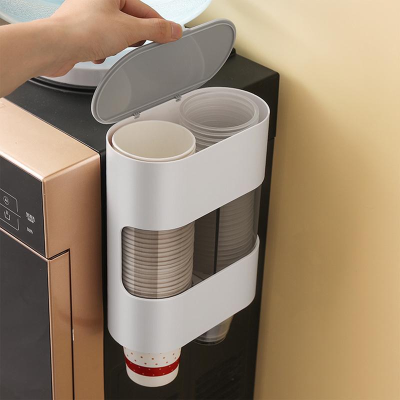 Spender mit automatischem Tropfenbecherentferner, Wandmontage, Spender für Einweg-Pappbecher, Becherhalter aus Kunststoff, Becherbehälter