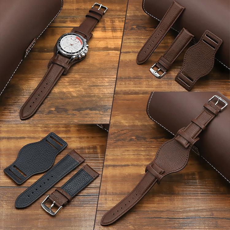 Cowhide Tray Watch Strap 18mm 20mm 22mm Watch Band Anti-metal Allergy Leather Watchbands Accessories UTHAI G18