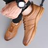 Zapatos Casuales Vintage de Calidad Moda Cordones Cuero Genuino Cómodos para Conducir Zapatos Oxford para Hombre Exterior Suela Blanda Zapatillas de Confort