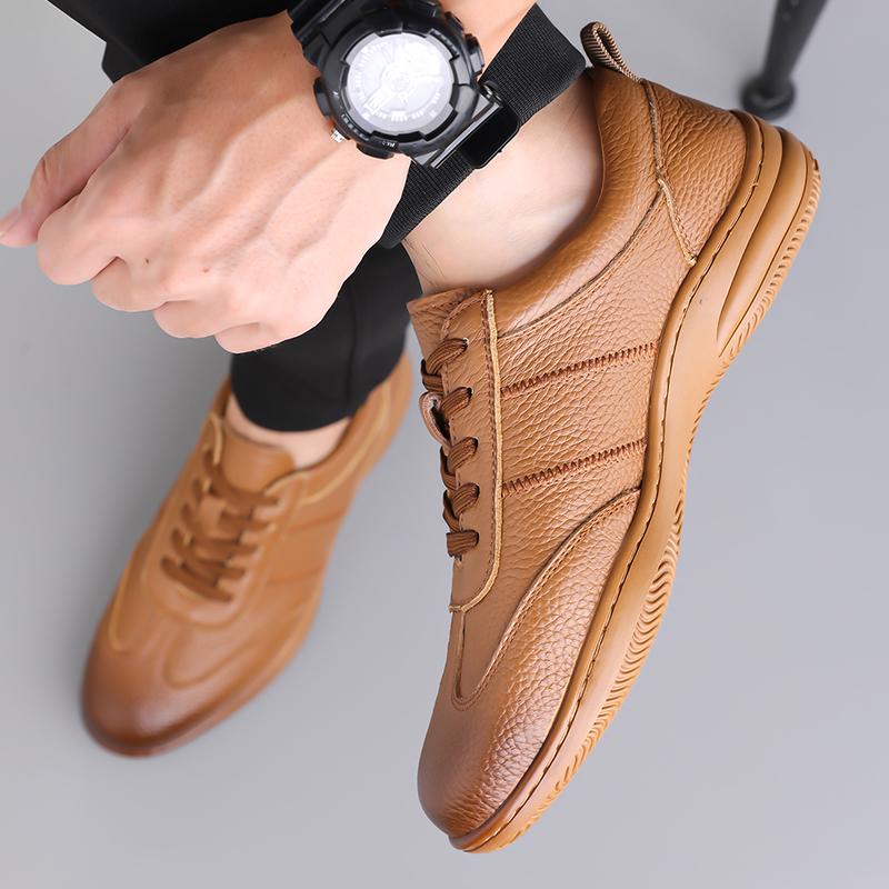 Zapatos Casuales Vintage de Calidad Moda Cordones Cuero Genuino Cómodos para Conducir Zapatos Oxford para Hombre Exterior Suela Blanda Zapatillas de Confort