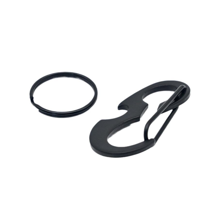 Outdoor D-Ring Carabiner: Stainless Steel Snap Hook, Multifunctional Bottle Opener, Spring Hook, Black Beetle Keychain.