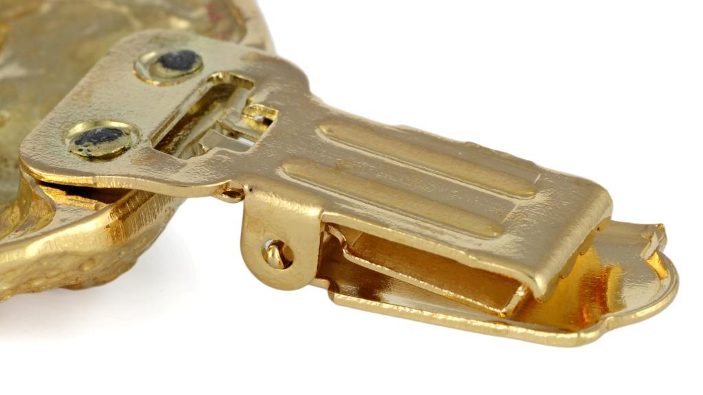 Bichon Frise, Bichon Tenerife, Bichon a poil frise – Brooch with a clip, gold-plated holder for a race number | Art-Dog