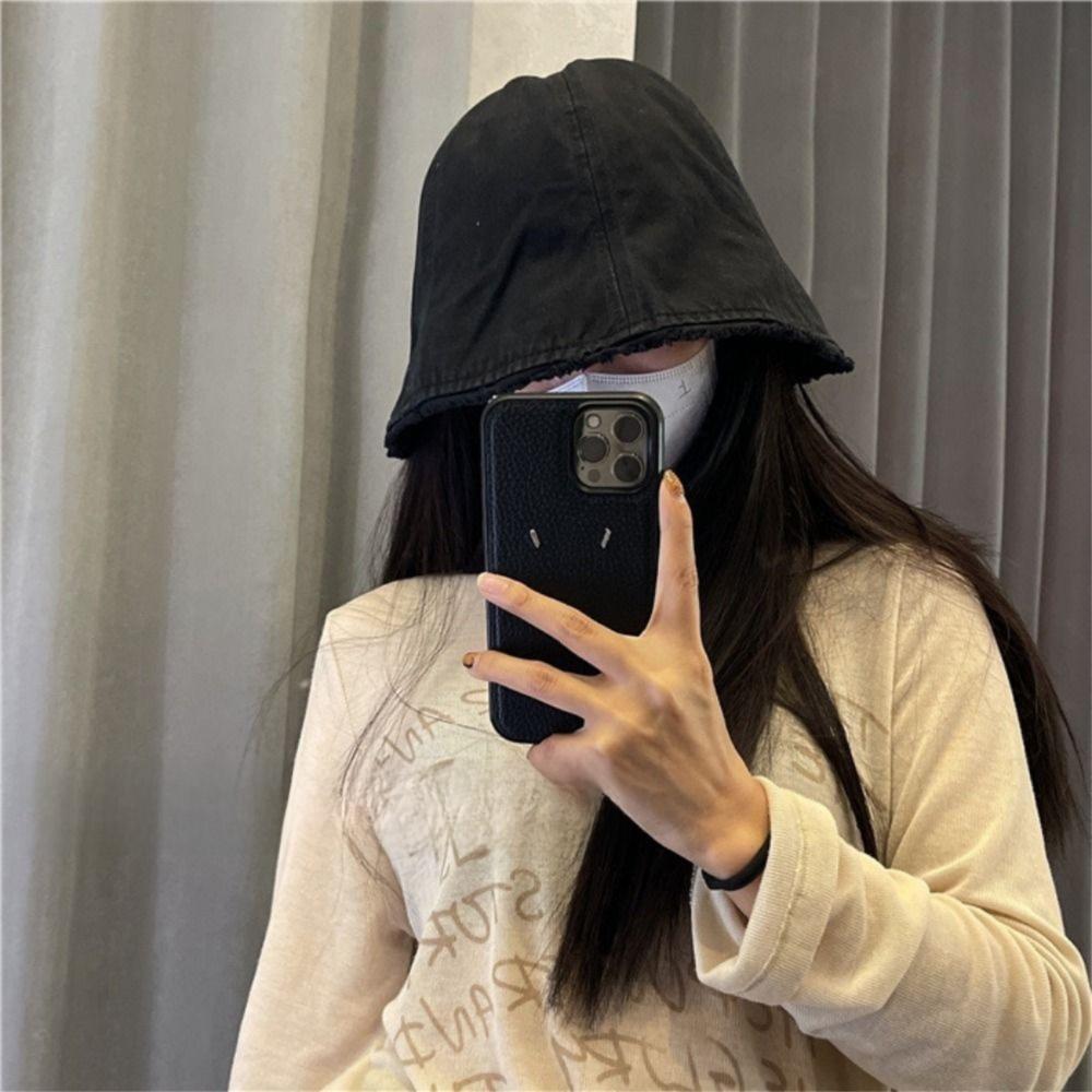 Solid Color Panama Sun Cap Large Brim Outdoor Fisherman Hat Fashionable Cotton Basin Hat  Winter