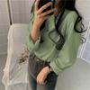 2023 Korean Style Women's Solid Color Long Sleeve T-shirt - Loose Fit, All-Match, for Spring & Autumn