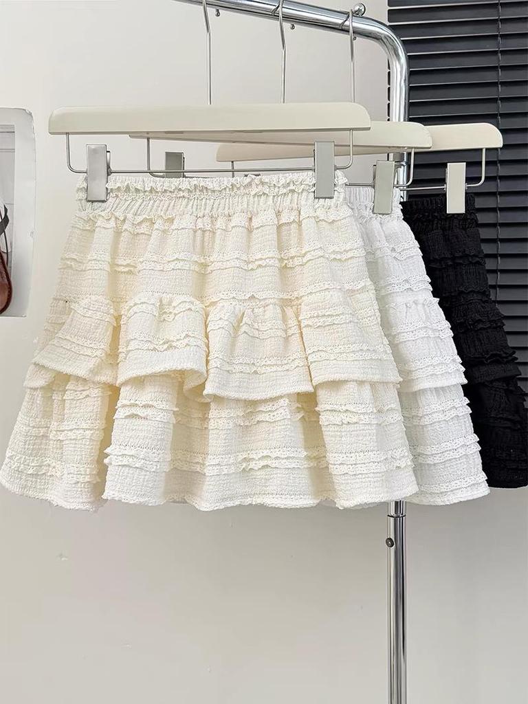 Spring Sweet Ballet Lace Puff Skirt