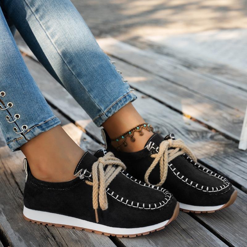 

Туфли-лодочки с круглым носком для женщин, новые универсальные лоферы на шнуровке спереди 36 чёрный