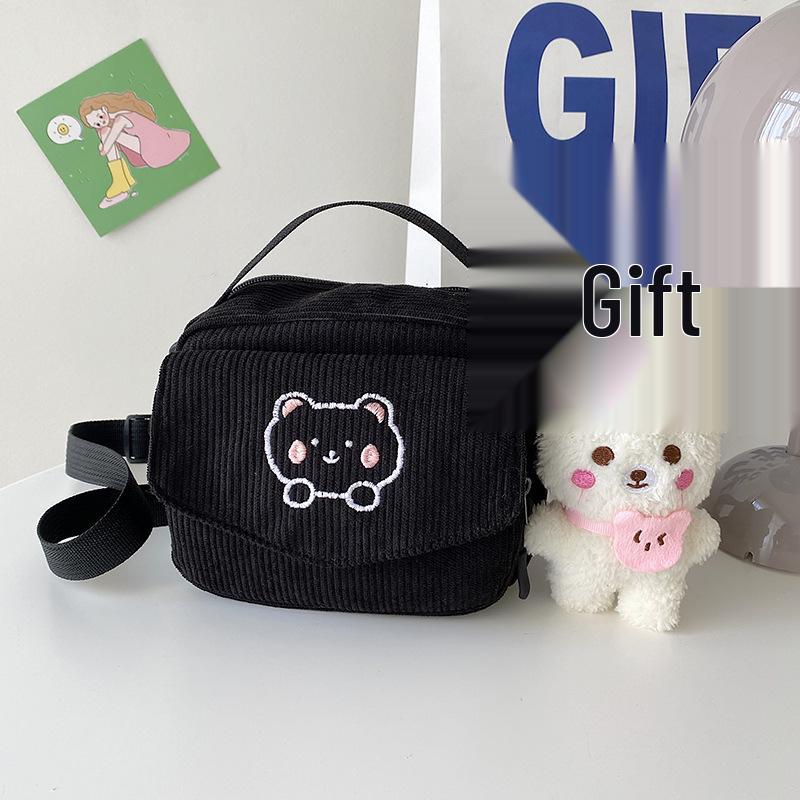 Forest Style Corduroy Crossbody Bag - Cute Cartoon Canvas, Perfect for High School Students & Trendsetters