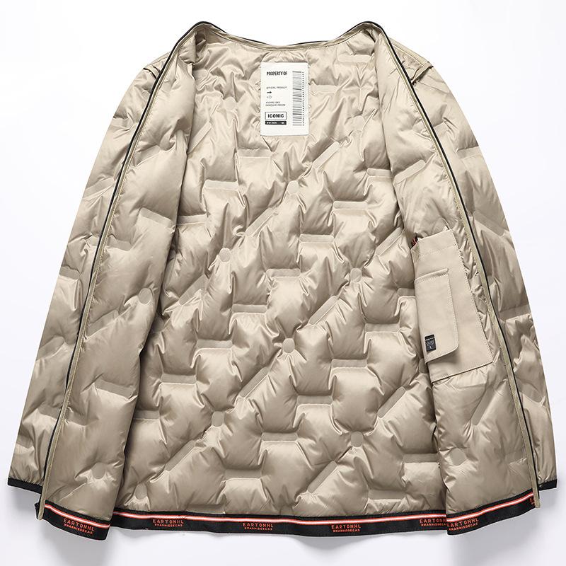 One-Wear Weiße Entendaunenjacke für Herren, herausnehmbares Innenfutter, einfache, lässige, warme Winterjacke für junge und mittlere Menschen