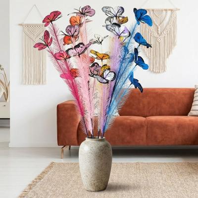 3pcs/set Lifelike Artificial Butterfly Reed Multi-Color Butterfly Branch Bouquet  Room Decoration