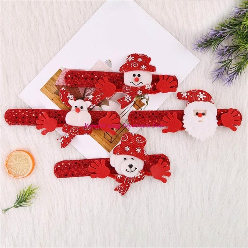 12Pcs Christmas Slap Bracelets Elastic Holiday Party Wristbands Stocking Fillers For Kids Adult Christmas Gatherings
