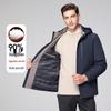 Men's Hooded Winter White Duck Down Jacket - Warm Middle-aged Business Outerwear