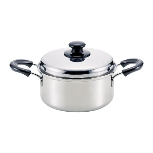Wahei Freiz SR-8913, Made in Japan, Stainless Steel Triple-Layered Pot with Lid, 20cm, SG Certified, Induction and Gas Compatible, Styler Luce