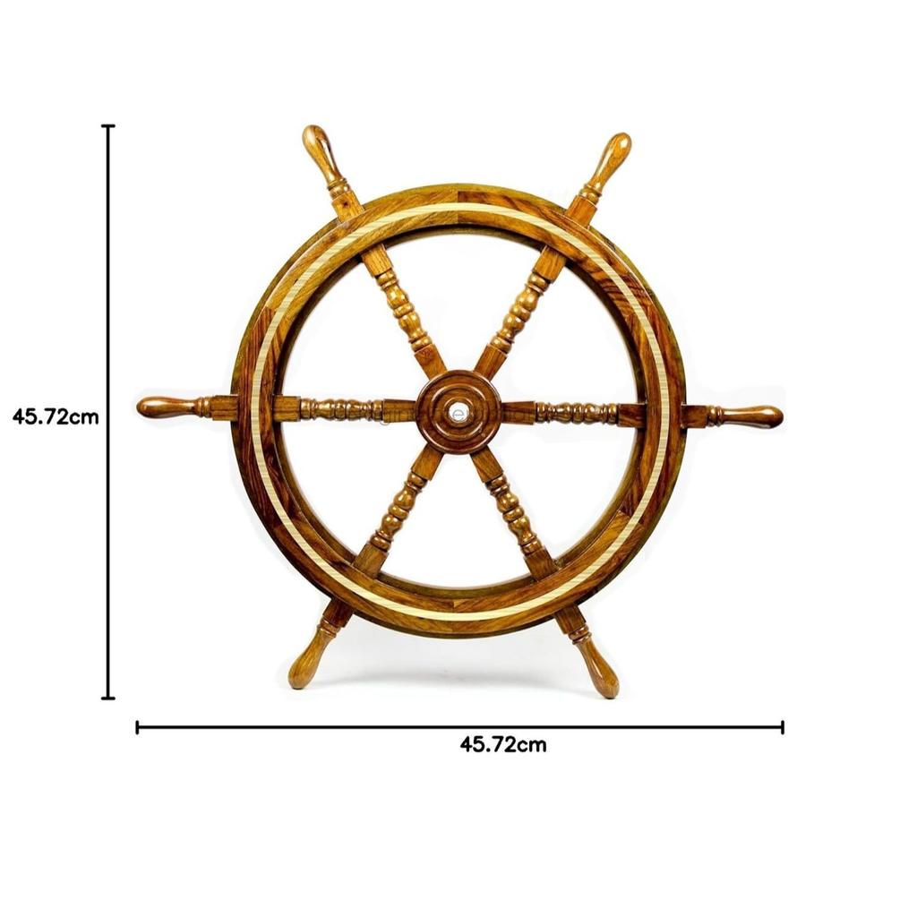 Premium Sailor's Hand Crafted Brass & Wooden Ship Wheel | Luxury Gift Decor | Boat Collectibles (Rosewood Hub (Brass Ring), 18 Inches)
