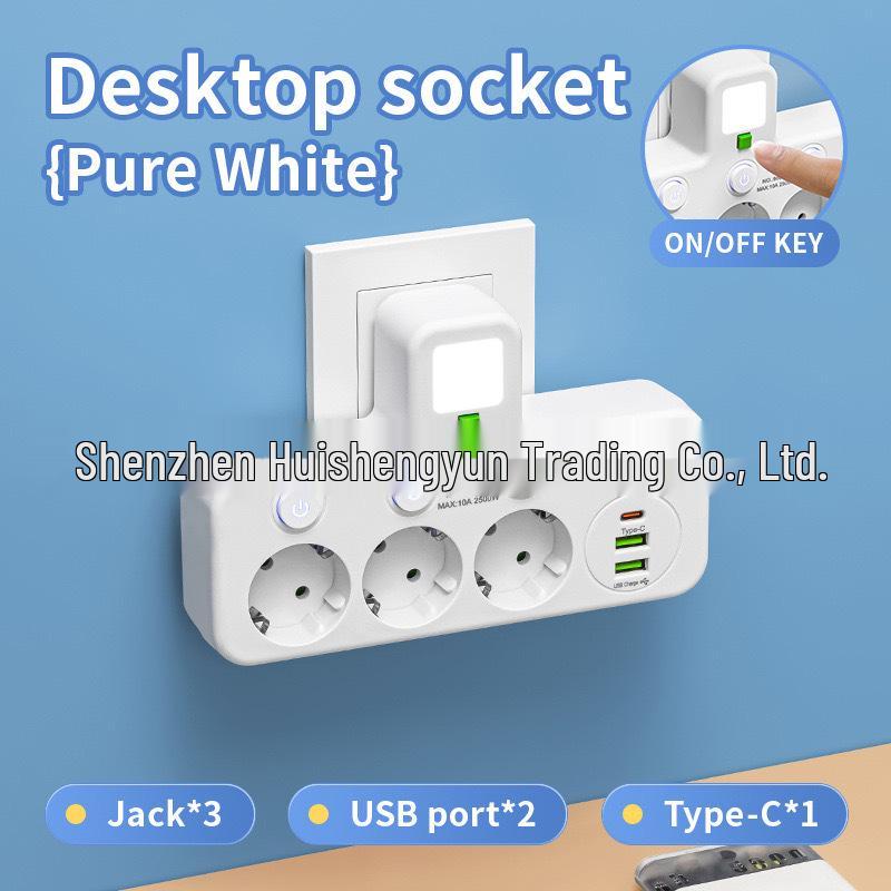 

Європейський багатофункціональний подовжувач з USB швидкою зарядкою та незалежними вимикачами