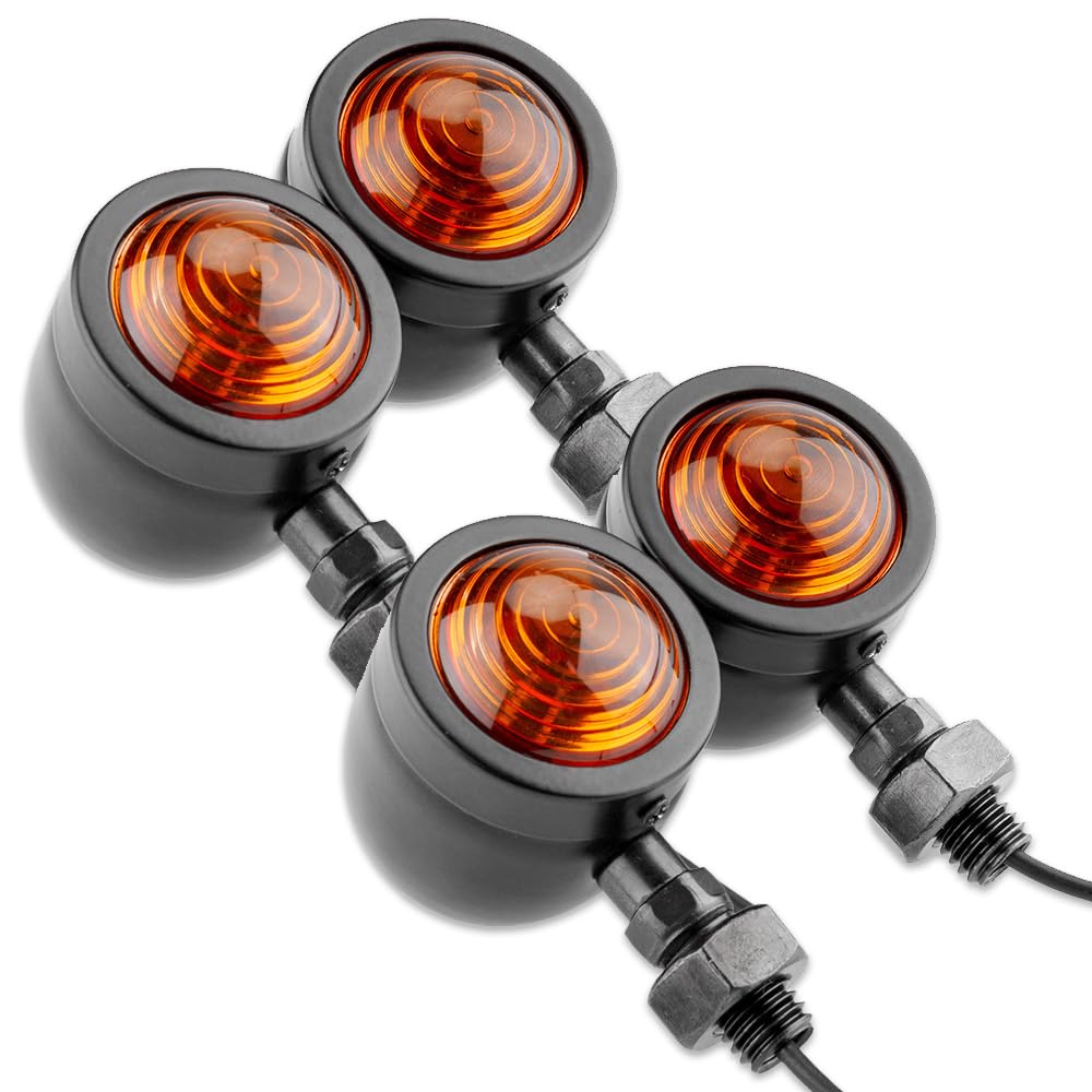 

HIRAISM Motorcycle Turn Signal Bullet Bullet Universal Custom Retro American Harley Steed Monkey Cub Set of 4 (Black) чёрный