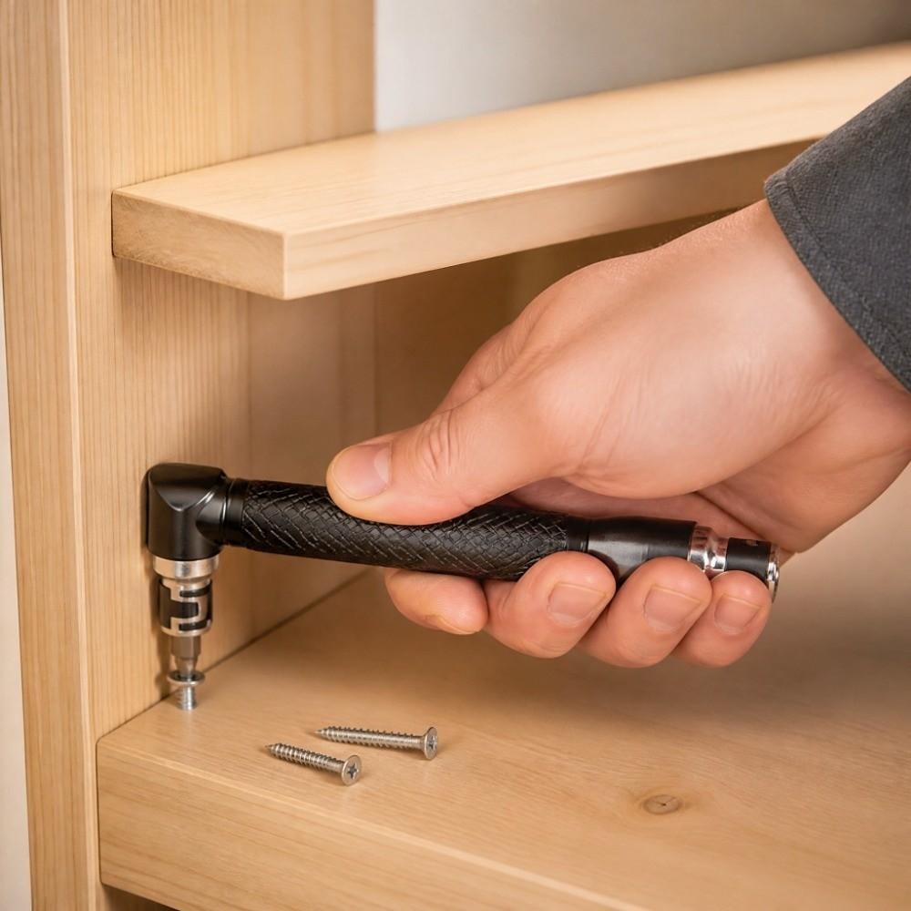 90 Degree L-Shape Socket Wrench 1/4 Inch Drive Right Angle Wrench For Screwdriver Bits