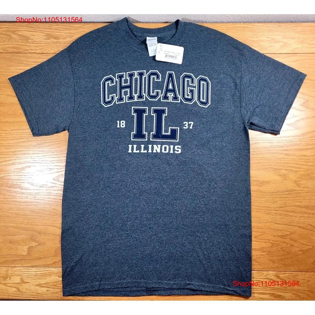Chicago Illinois T Shirt Mens Medium Gray White Adult Applique Logo Usa Travel Vintage Washed Fashion Breathable Soft Unisex