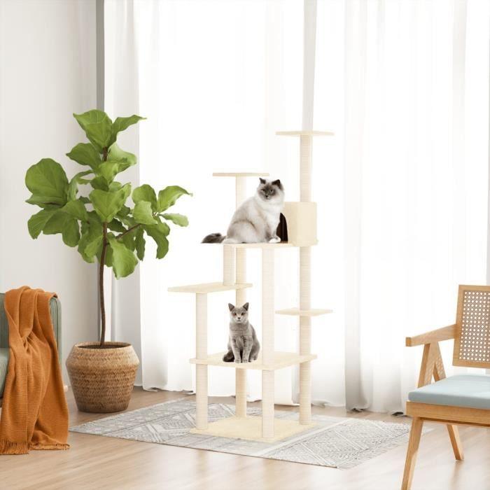 171636 vidaXL Cat Tree with Sisal Scratching Posts Cream 153 Cm