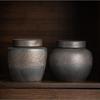 Chinese Vintage Ceramic Tea Caddy Golden Candy Jar Sealed Home Coffee Beans Nut Medicinal Herb Storage Bottle Kitchen Container