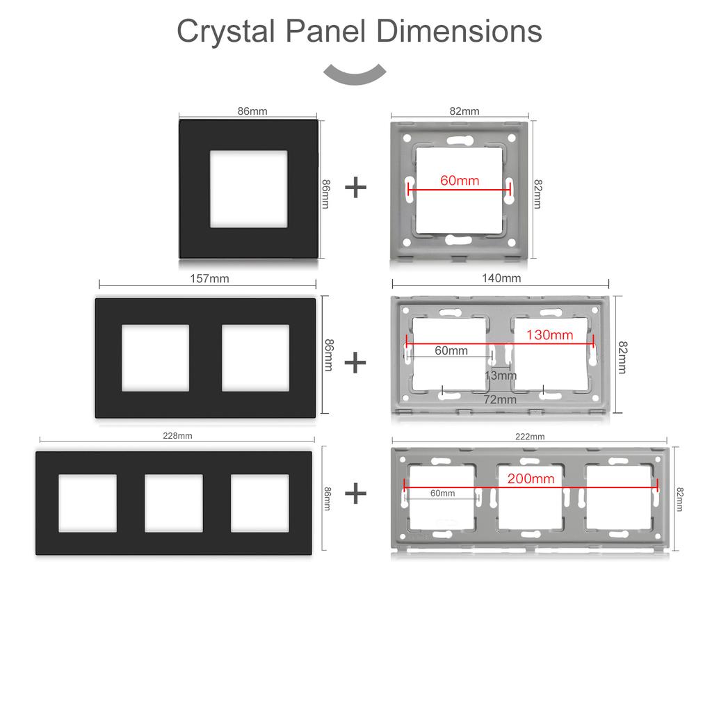 BSEED 1/2/3Gang Mechanical Light Switches 2way For Stairs Corridors with EU Power Sockets USB Type-c Ports Glass Panel Black