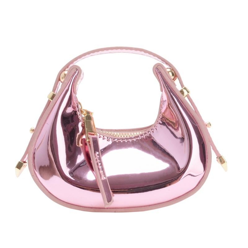 PU Children's Handbags Mini Half-moon Solid Compact Simple Sense of Luxury Beautiful Designer New Style Fashion