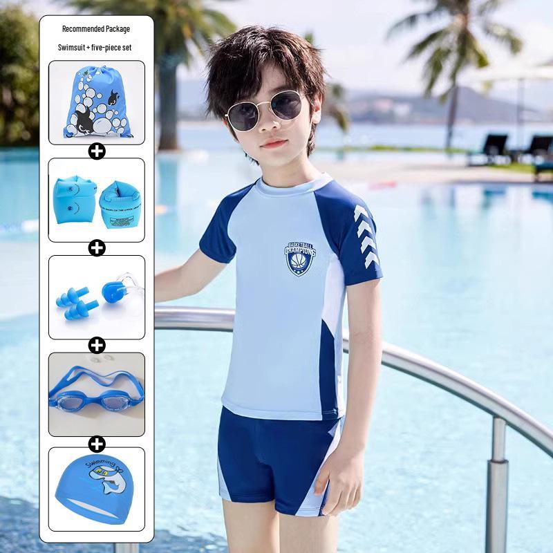 Fato de Banho Dividido para Meninos 2025: Roupa de Banho de Secagem Rápida e Proteção Solar para Crianças