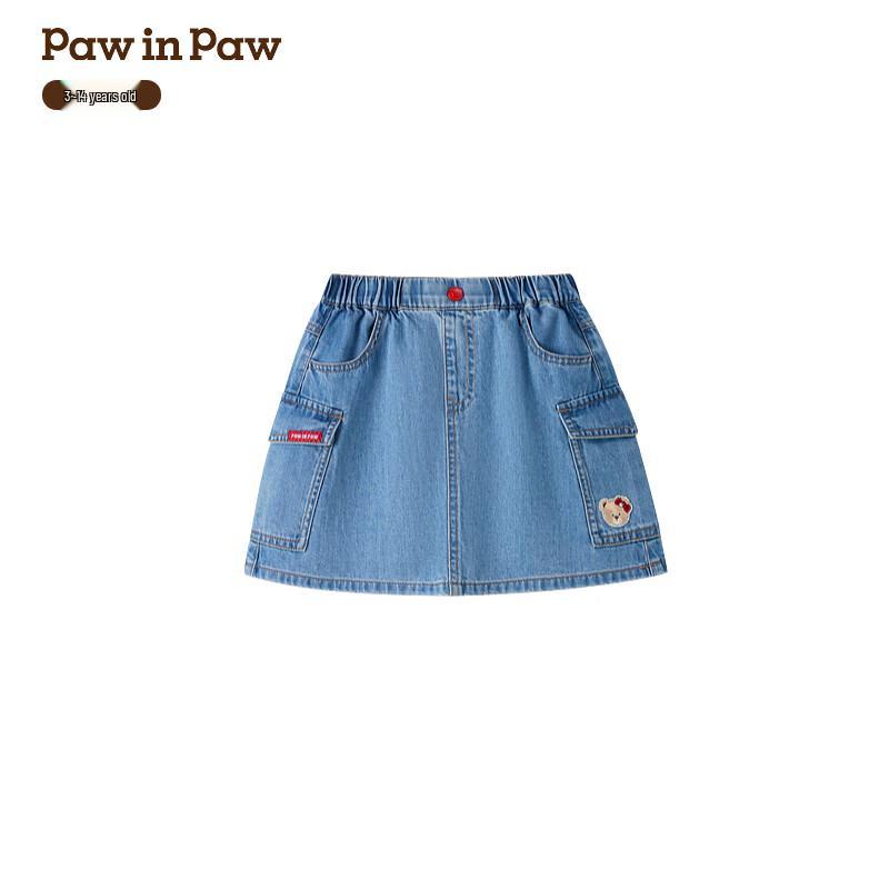 PawinPaw Girls' Cartoon Bear Denim A-Line Skirt