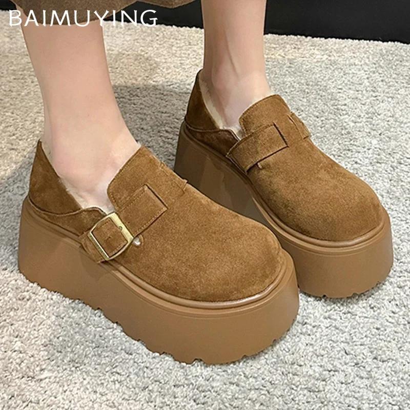Fur Platform Women Ankle Boots Flats Suede Shoes Woman 2025 Trend Winter Fashion Designer Casual Walking Warm Women’s Snow Botas