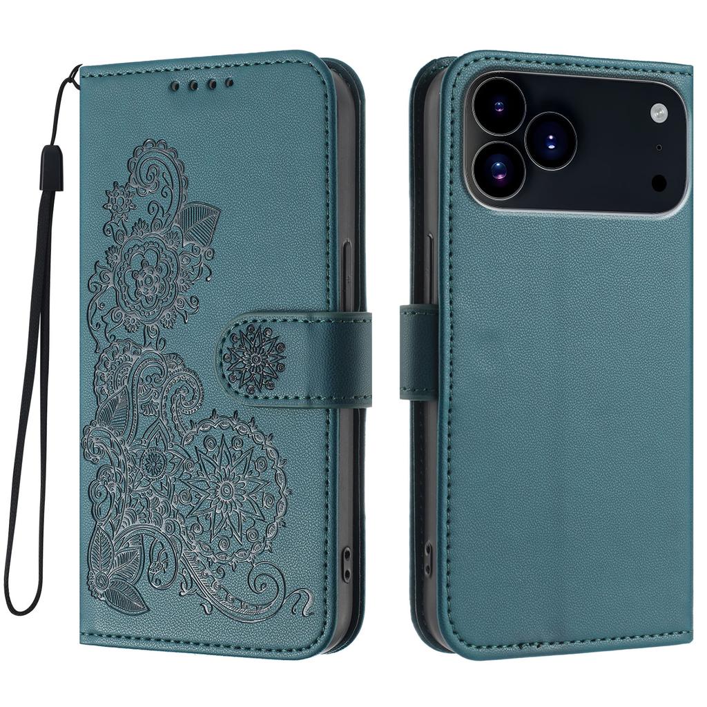 For iPhone 17 Pro Max Phone Cases Mandala Flower Leather Wallet Mobile Cover with Strap