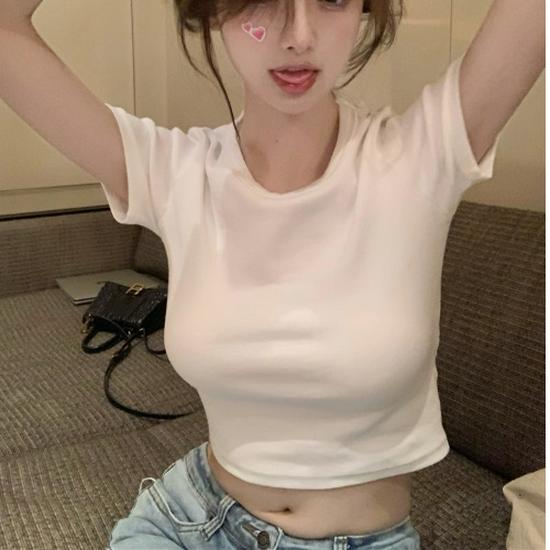 

Женский сексуальный однотонный топ с открытой спиной и короткими рукавами 2024 года M белый