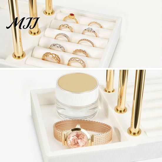 T-shaped Jewelry Holder 3 Tier Velvet Organizer, for Bracelet, Multi-purpose Storage Rack Necklaces Rings, & Earrings, Stand with Tray Non-slip